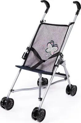Immagine prodotto di Passeggino per bambole grigio con farfalla