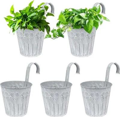 Produktbild von Hängende Blumenkorb aus Metall, Blumenkorb-Topf für Balkon, Gartenplanter, Wohnzimmer, Außenhängende Pflanztöpfe