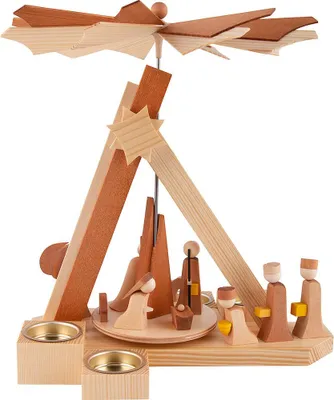 Produktbild von 1-stöckige Pyramide Weihnachtsgeschichte - natur (30cm) von ULMIK