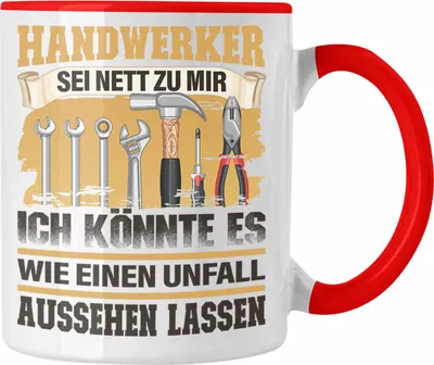 Produktbild von Trendation - Handwerker Tasse Geschenk Lustiger Spruch für Handwerkliche Berufe Geschenkidee (Rot)