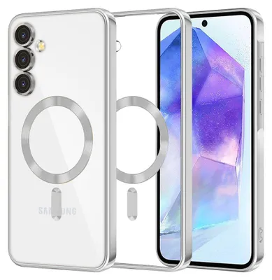 Produktbild von Techsuit Luxury Crystal Back Cover Hülle mit MagSafe für Samsung Galaxy A55 - Silber