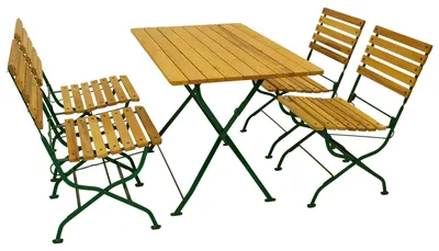 Produktbild von Garnitur 999015F 5teilig Flachstahl dunkelgrün Robinienholz
