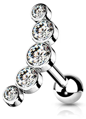 Produktbild von Helix Piercing „5 Kristalle gebogen“ Klar
