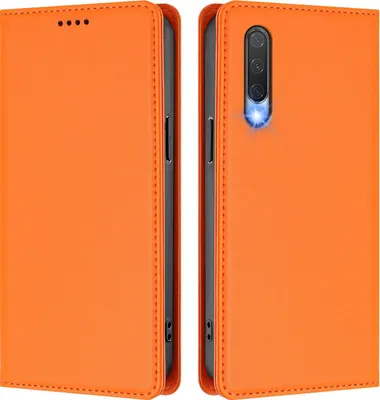 Immagine prodotto di Custodia in pelle per Xiaomi Mi CC9 / Mi 9 Lite, custodia magnetica in Finto cuoio con supporto Arancione