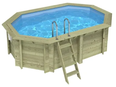 Immagine prodotto di Piscina in legno NEMO 4.3 x 3 - H.1.18 m, azzurro chiaro, con supporti da cementare