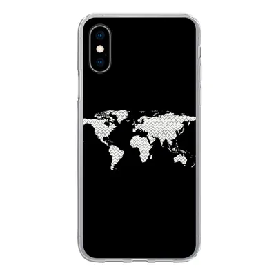 Produktbild von MuchoWow® Handyhülle Schutzhülle Hülle für iPhone X Weltkarte - Muster - Schwarz Silikon Softcase Handy Hülle - Handyhülle