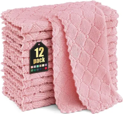 Produktbild von 12er Pack Mikrofaser Reinigungstücher 25x25 cm Rosa - Fusselfrei & Saugstark