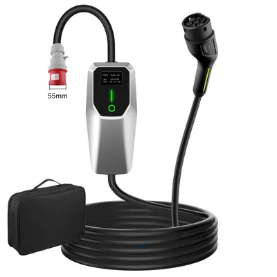 Zdjęcie produktu dla Hexinex Mobilna stacja ładowania 11 kW, kabel do ładowania typu 2 – 4 m | 6–16 A | trójfazna ładowarka do samochodów elektrycznych z wtyczką CEE, uziemienie, IP65