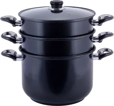 Produktbild von Dampfkocher, Dampfkochtopf Dampfgarer mit Marmorbeschichtung Ø28cm 10 L mit Glasdeckel