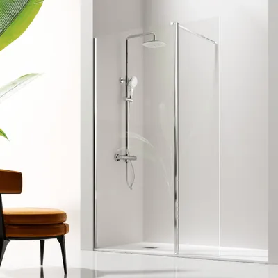 Produktbild von Walk In Duschwand GIRO mit beweglichem Teilstück - 125 cm Glas 8/6 mm