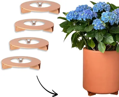 Productafbeelding van Bloempotten onderzetter 4 stuks, Ø 27 cm, terracotta, rond, gerecycled materiaal, voor tuin