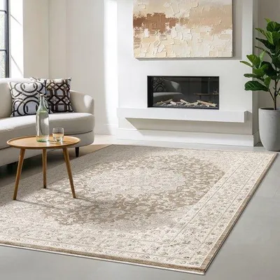 Productafbeelding van Unyqoos® vloerkleed Nuvra Vintage – Beige, 120 x 160 cm, polypropyleen, zacht en onderhoudsvriendelijk, Standard 100 gecertificeerd