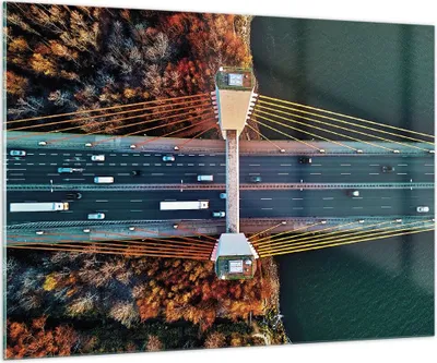 Produktbild von Bilder auf glas - Einteilig - Brücke Siekierkowski Warschau - 100x70cm - Glasbilder - Wandbilder - Bilder - Wanddekoration aus Glas - Glas Bilder - Wandbild auf Glas - GAA100x70-4663