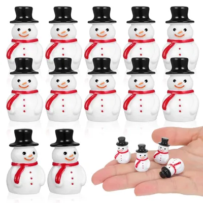 Productafbeelding van Solidchoice - Miniatuur Kerstsneeuwman - 20 Stuks Hars Sneeuwpop Beeldjes
