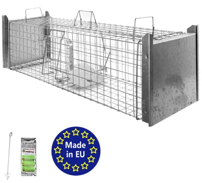 Produktbild von Petigi Tierfalle Lebendfalle für kleine bis mittelgroße Tiere wie Maus, Katze, Marder, Fuchs, Otter, Kaninchen, Modell: , Größe / Modell:Stable 1 (120 x 34 x 34 cm)