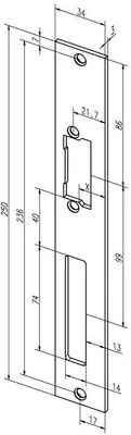 Immagine prodotto di Anta di chiusura piatta 94A VA ma ktg.L.34xL.250mm DIN L/R ASSA ABLOY