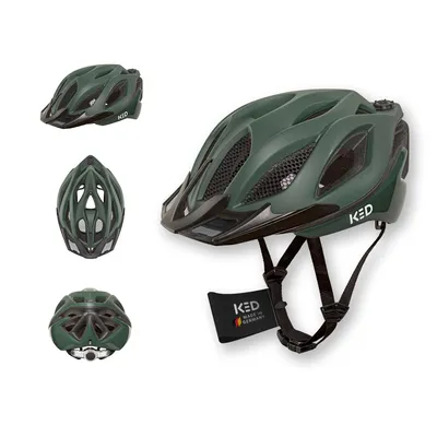 Produktbild von KED Spiri II Trend Allround Fahrradhelm Mit LED Licht Und Reflektor, Optimierter Belüftung und Insektenschutznetz I Farbe: Spiri II Trend Dark Green Matt Kopfumfang: 55-61 (L)