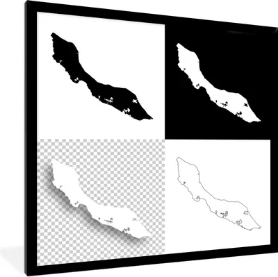 Produktbild von MuchoWow® Gerahmtes Poster Vier Schwarz-Weiß-Abbildungen von Curacao 40x40 cm - Poster mit Schwarzem Bilderrahmen Wandposter Rahmen Foto Bilder - Mit Rahmen - Wanddekoration Schlafzimmer