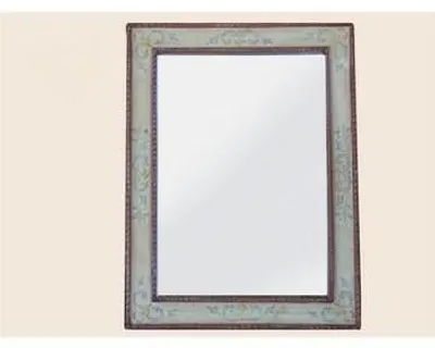 Imagen del producto de Espejo rectangular con adornos en rosa y verde