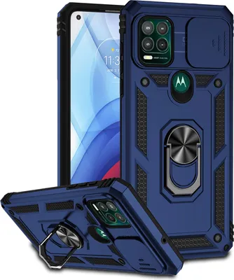 Produktbild von Moto G Stylus 5G Hülle mit Schiebe Kamera Schutz und Ringhalter Ständer Robust Rüstung Schutzhülle für Motorola Moto G Stylus 5G Blau