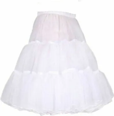 Produktbild von 50er 60er Jahr Petticoat Tüllrock Dirndl Rock Unterrock Tütü Damenrock Kurz 45cm Weiß L/XL