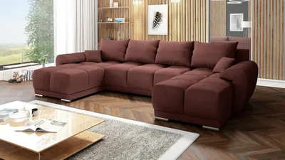 Produktbild von Easy4You Honey U-Form 362 x 85 x 183 cm mit Schlaffunktion und Stauraum - Schlafsofa mit Bettkasten und Kissen - Moderne Wohnzimmermöbel – Stoff: Monolith Schmutziges Rosa (MO-63)