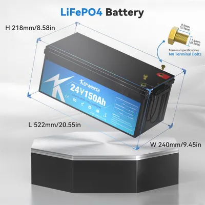 Produktbild von LiFePO4-Batterie, 24V, 150Ah - Hohe Kapazität - Lithium-Eisenphosphat