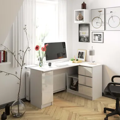 Produktbild von Schreibtisch mit Stauraum | Bürotisch | 3 Schubladen & Regalablage