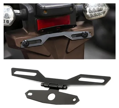 Immagine prodotto di Supporto universale per targa pieghevole, fanale posteriore, moto, metallo, regolabile
