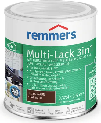 Produktbild von Remmers Multi-Lack 3in1 nussbraun (RAL 8011) 0,375 l, Lackfarbe