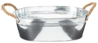 Produktbild von Schale Zink Oval 35x21,5x11,5cm mit Seilgriffen Garten Deko