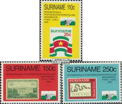 Produktbild von Briefmarken Suriname 1989 Mi 1314-1316 (kompl.Ausg.) postfrisch Briefmarkenausstellung