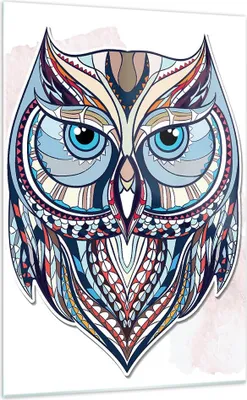 Produktbild von Bilder auf glas - Einteilig - Owl aztekische Tierwelt Grafik - 70x100cm - Glasbilder - Wandbilder - Bilder - Wanddekoration aus Glas - Glas Bilder - Wandbild auf Glas - GPA70x100-3086