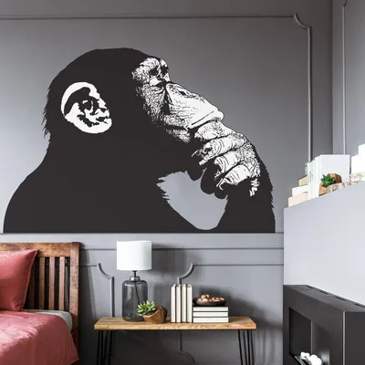 denkender Affe im Street-Art-Stil – Decords Wandtattoo, Produktansicht 1