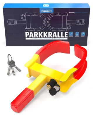 Produktbild von Parkkralle Anhänger 19-30 cm - Radkralle Reifenkralle mit Schloss Sichtbare Sperre am Rad - hält Gelegenheitsdiebe vom Anhänger fern