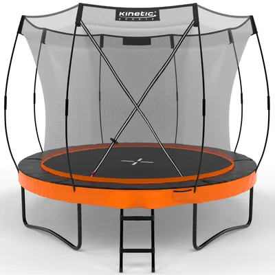Produktbild von KINETIC SPORTS Trampolin Outdoor 305 cm 'Ultimate Pro' – Designed in Germany, Fiberglas Netzstangen, AirMAXX Technologie, Sunset Orange