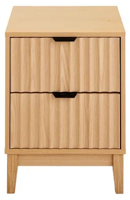 Image de CALICOSY - Table de chevet avec 2 tiroirs aux façades effet vague H52 cm - BOLOGNE