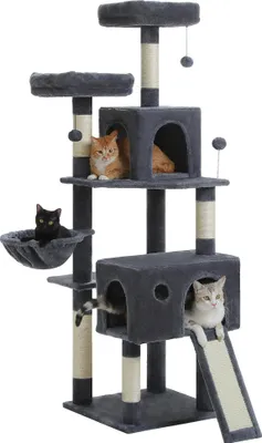 Image de Arbre à chat, design à plusieurs étages, construction robuste, AMT0181DGY, XL