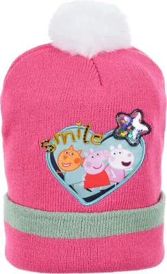 Produktbild von Peppa Wutz Pig Mieze Molly Luzie Locke Kinder Wintermütze Mütze Bommelmütze – Rosa / 52