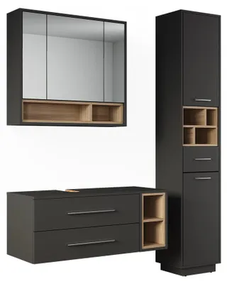 Image de Meubles bain Vicco Beatrice Anthracite/Sonoma 3 pièces, Model 71985