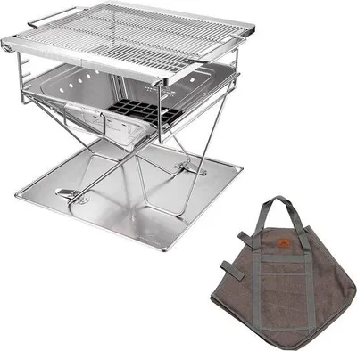 Produktbild von 3-in-1 tragbare Edelstahl-Holzkocher und Feuerplatz 14" x 15,5" mit Tragetaschenhalter