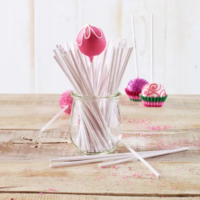 Produktbild von BIRKMANN Lolli-Sticks für CakePops, weiß, 15 cm, 48 Stück, aus Papier, 443099