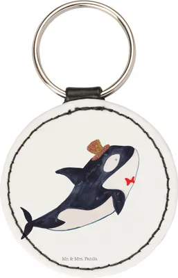 Produktbild von Mr. & Mrs. Panda Anhänger Orca Zylinder - Weiß - Geschenk, Glückwunsch, schlüsselbund, schlüsselanhänger motiv, Taschenanhänger, Meer, Fete, mini, Geburtstag, Fest