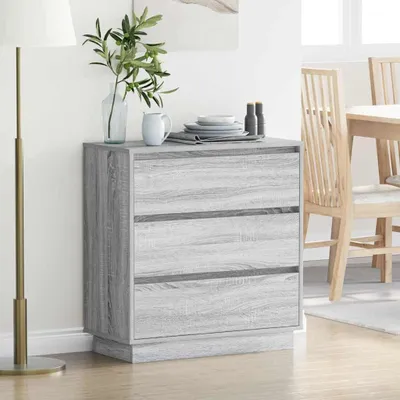 Imagen del producto de vidaXL Mesita de noche gris de 71 x 34,5 x 75 cm, fabricada en material de madera
