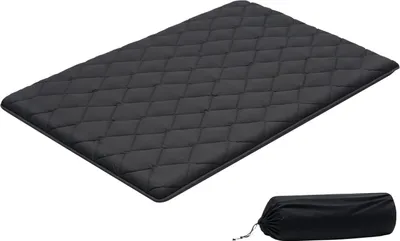 Immagine prodotto di Materasso futon giapponese - Materasso tatami - 203,2 x 137,2 x 8,9 cm - 9 strati - Pieghevole - Con borsa per il trasporto e fissaggio - Per yoga e meditazione - Nero