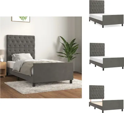 Produktbild von vidaXL Bettgestell mit Kopfteil Dunkelgrau 80x200 cm Samt -  Betten & Bettgestelle