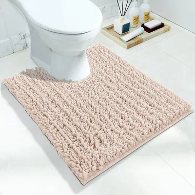 Produktbild von U-förmige Toilettamatte 61 x 51 cm Beige rutschfest saugfähig maschinenwaschbar