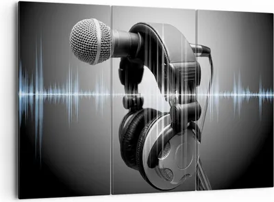 Produktbild von Bild auf Leinwand - Leinwandbild - Audio Mikrofon Musik Studio - 165x110cm - Wand Bild - Wanddeko - Leinwanddruck - Bilder - Kunstdruck - Wanddekoration - Leinwand bilder - Wandkunst - CE165x110-2549