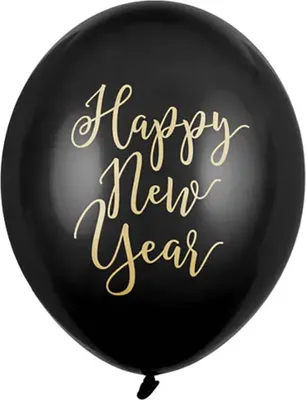 Produktbild von 6 Stk. Luftballon Ø30cm "Happy New Year" | Schwarz