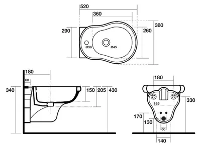 Produktbild von Kerasan RETRO Hänge-Bidet 38x52cm, schwarz matt
